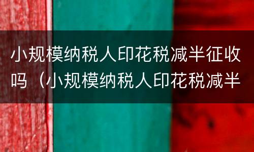 小规模纳税人印花税减半征收吗（小规模纳税人印花税减半征收吗怎么申报）
