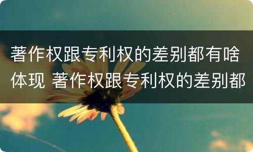 著作权跟专利权的差别都有啥体现 著作权跟专利权的差别都有啥体现呢