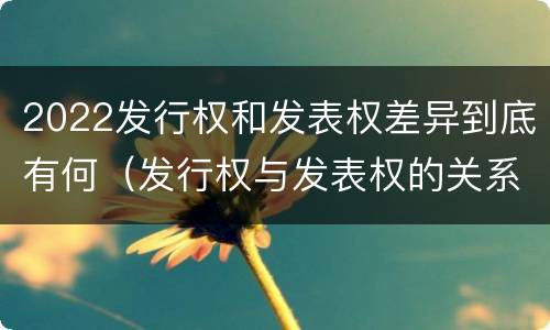 2022发行权和发表权差异到底有何（发行权与发表权的关系）