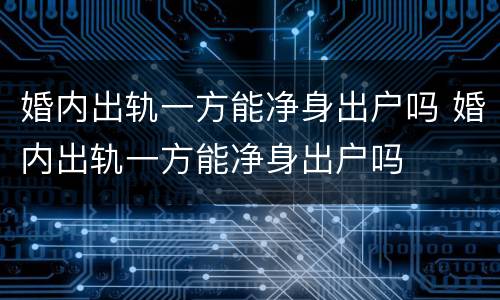 婚内出轨一方能净身出户吗 婚内出轨一方能净身出户吗