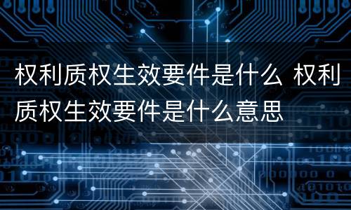 权利质权生效要件是什么 权利质权生效要件是什么意思