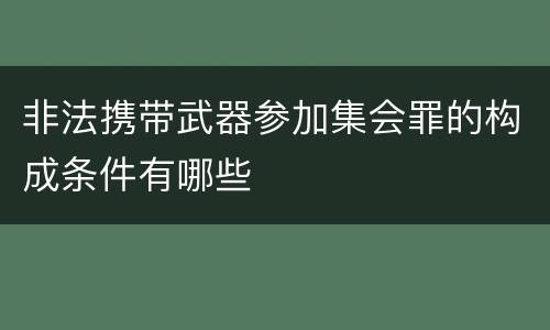 非法携带武器参加集会罪的构成条件有哪些