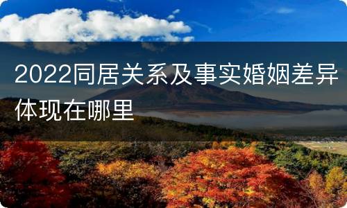 2022同居关系及事实婚姻差异体现在哪里