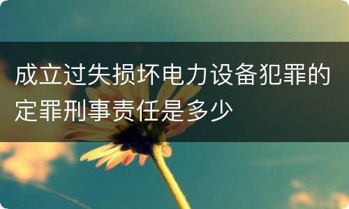 成立过失损坏电力设备犯罪的定罪刑事责任是多少