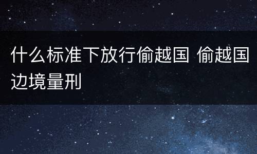 什么标准下放行偷越国 偷越国边境量刑