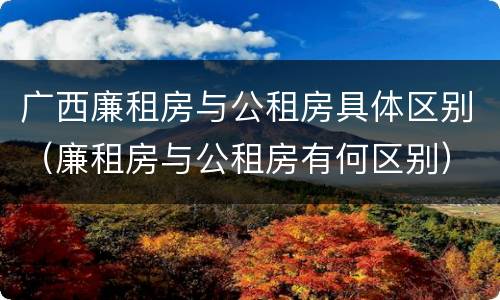 广西廉租房与公租房具体区别（廉租房与公租房有何区别）