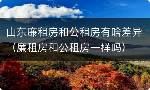 山东廉租房和公租房有啥差异（廉租房和公租房一样吗）