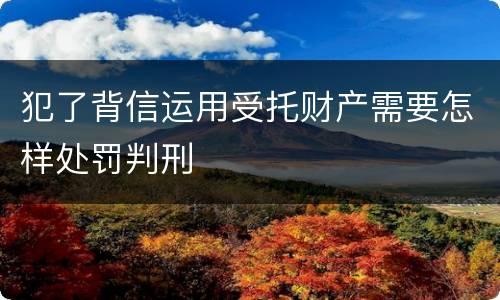 犯了背信运用受托财产需要怎样处罚判刑