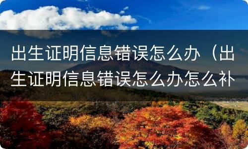 出生证明信息错误怎么办（出生证明信息错误怎么办怎么补办）