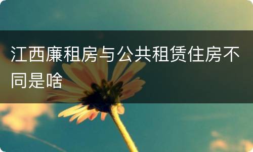 江西廉租房与公共租赁住房不同是啥