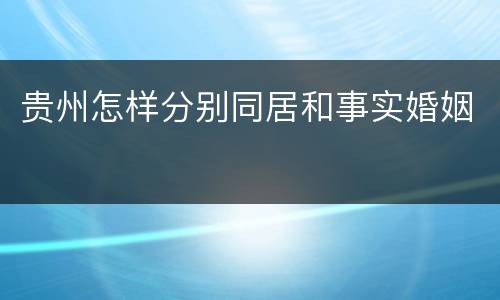 贵州怎样分别同居和事实婚姻