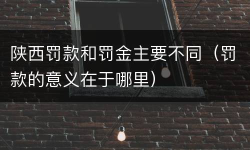 陕西罚款和罚金主要不同（罚款的意义在于哪里）