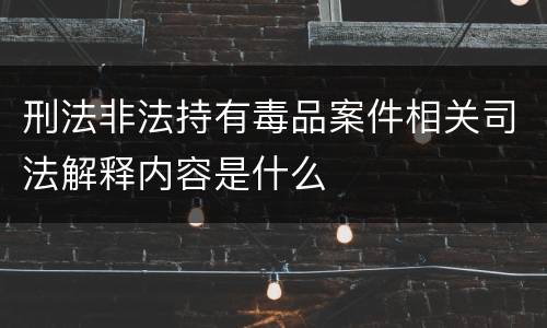刑法非法持有毒品案件相关司法解释内容是什么