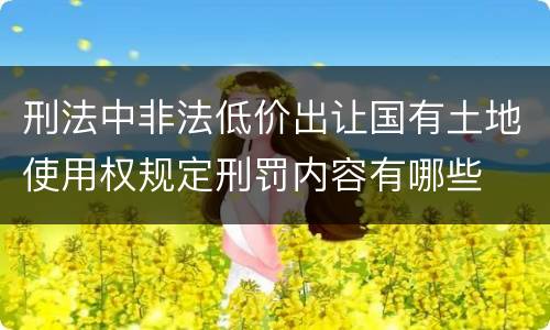 刑法中非法低价出让国有土地使用权规定刑罚内容有哪些