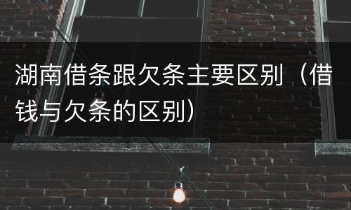 湖南借条跟欠条主要区别（借钱与欠条的区别）
