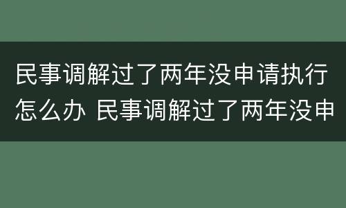 民事调解过了两年没申请执行怎么办 民事调解过了两年没申请执行怎么办呢