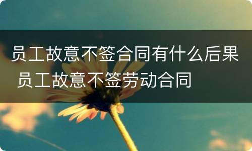 员工故意不签合同有什么后果 员工故意不签劳动合同