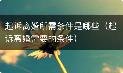 起诉离婚所需条件是哪些（起诉离婚需要的条件）