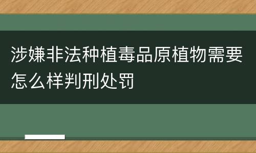 涉嫌非法种植毒品原植物需要怎么样判刑处罚