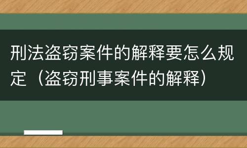 刑法盗窃案件的解释要怎么规定（盗窃刑事案件的解释）