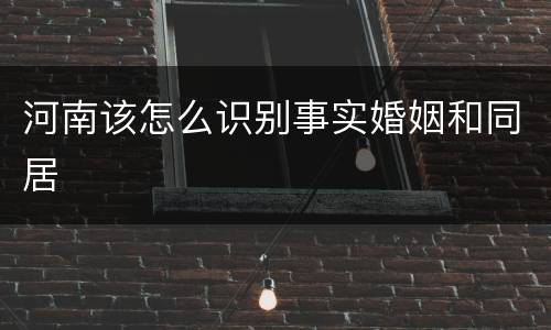 河南该怎么识别事实婚姻和同居
