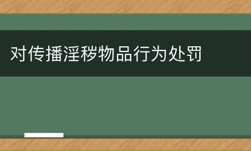 对传播淫秽物品行为处罚