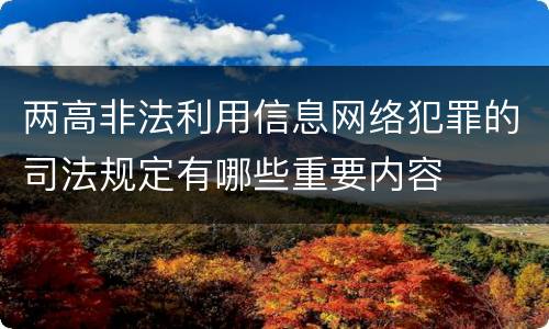 两高非法利用信息网络犯罪的司法规定有哪些重要内容