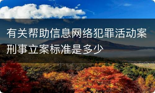 有关帮助信息网络犯罪活动案刑事立案标准是多少