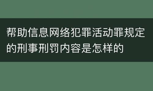 帮助信息网络犯罪活动罪规定的刑事刑罚内容是怎样的