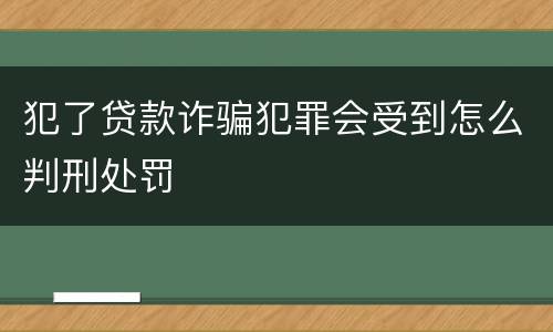 犯了贷款诈骗犯罪会受到怎么判刑处罚