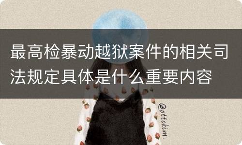 最高检暴动越狱案件的相关司法规定具体是什么重要内容
