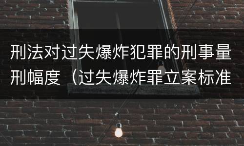 刑法对过失爆炸犯罪的刑事量刑幅度（过失爆炸罪立案标准）