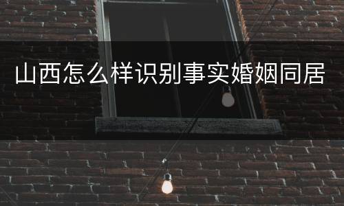 山西怎么样识别事实婚姻同居