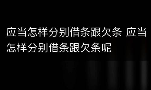 应当怎样分别借条跟欠条 应当怎样分别借条跟欠条呢