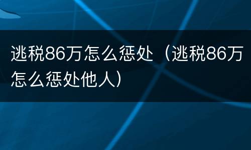 逃税86万怎么惩处（逃税86万怎么惩处他人）