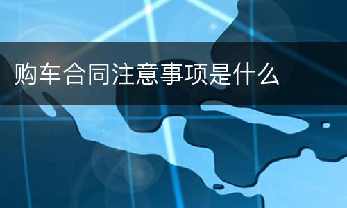 购车合同注意事项是什么
