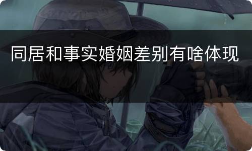 同居和事实婚姻差别有啥体现