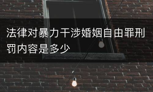 法律对暴力干涉婚姻自由罪刑罚内容是多少