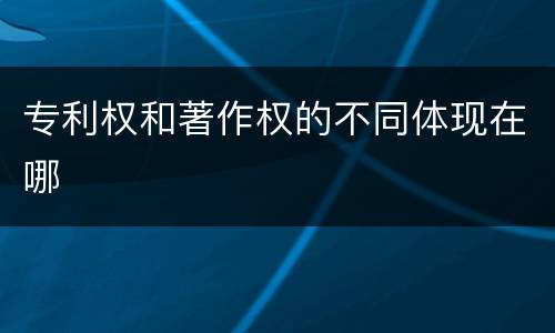 专利权和著作权的不同体现在哪