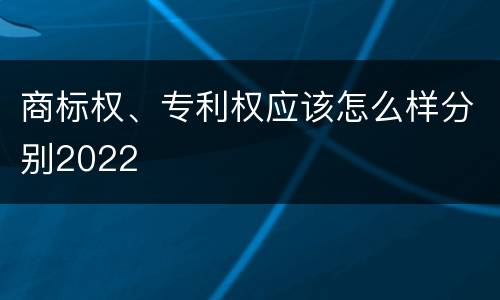 商标权、专利权应该怎么样分别2022