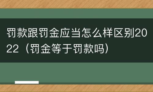 罚款跟罚金应当怎么样区别2022（罚金等于罚款吗）