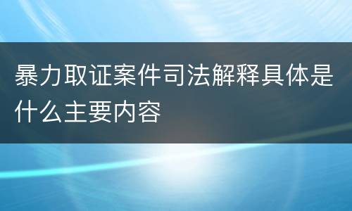 暴力取证案件司法解释具体是什么主要内容