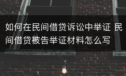 如何在民间借贷诉讼中举证 民间借贷被告举证材料怎么写