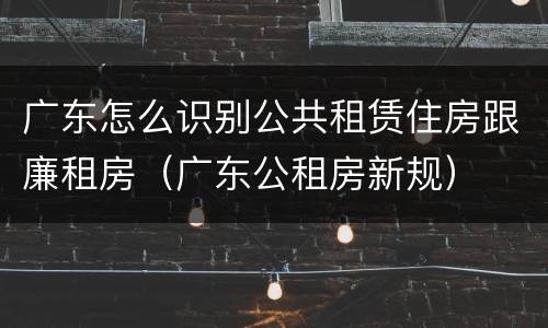 广东怎么识别公共租赁住房跟廉租房（广东公租房新规）
