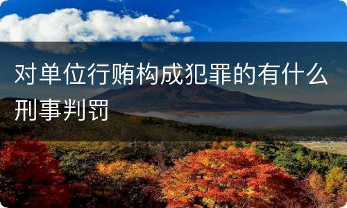 对单位行贿构成犯罪的有什么刑事判罚