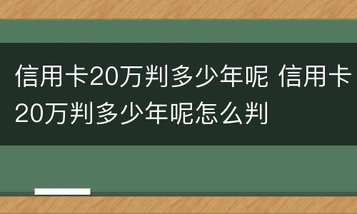 信用卡20万判多少年呢 信用卡20万判多少年呢怎么判