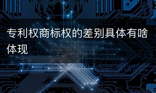 专利权商标权的差别具体有啥体现