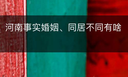 河南事实婚姻、同居不同有啥