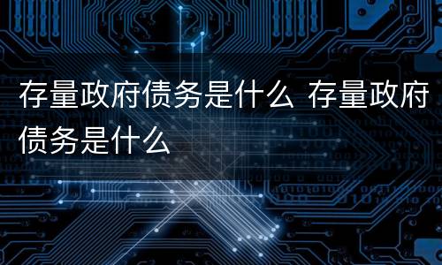 存量政府债务是什么 存量政府债务是什么