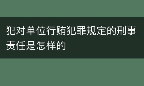 犯对单位行贿犯罪规定的刑事责任是怎样的